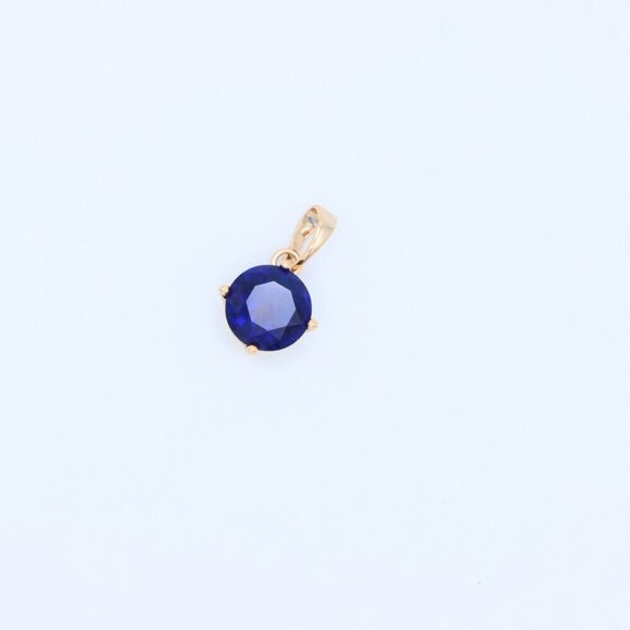 "Elegant Blue Round Pendant with Gold Plated Brass for Daily Wear, XPPT1671 - Picture 9 of 13